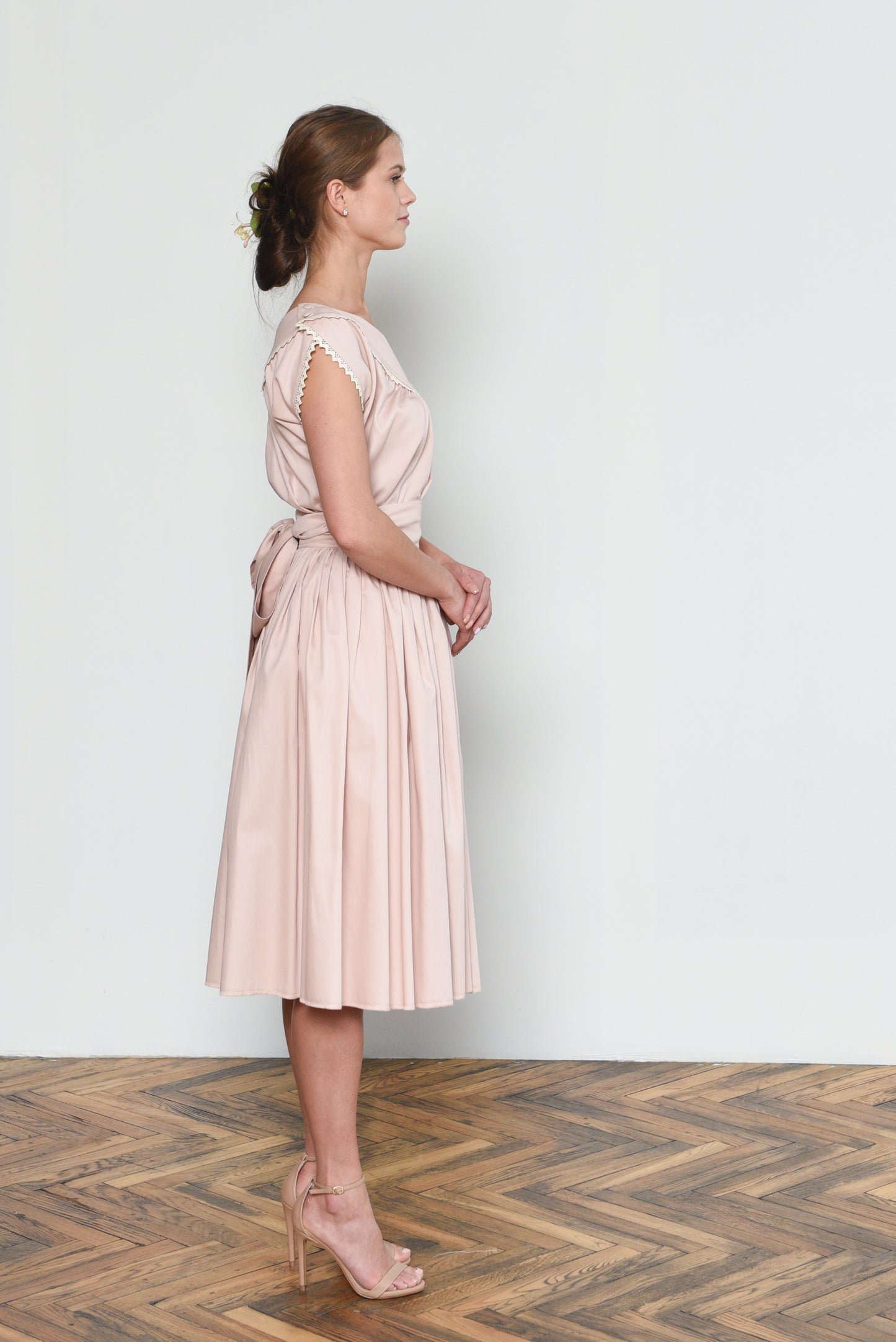 Edith Full Circle Wrap Midi Skirt in Dusty Pink