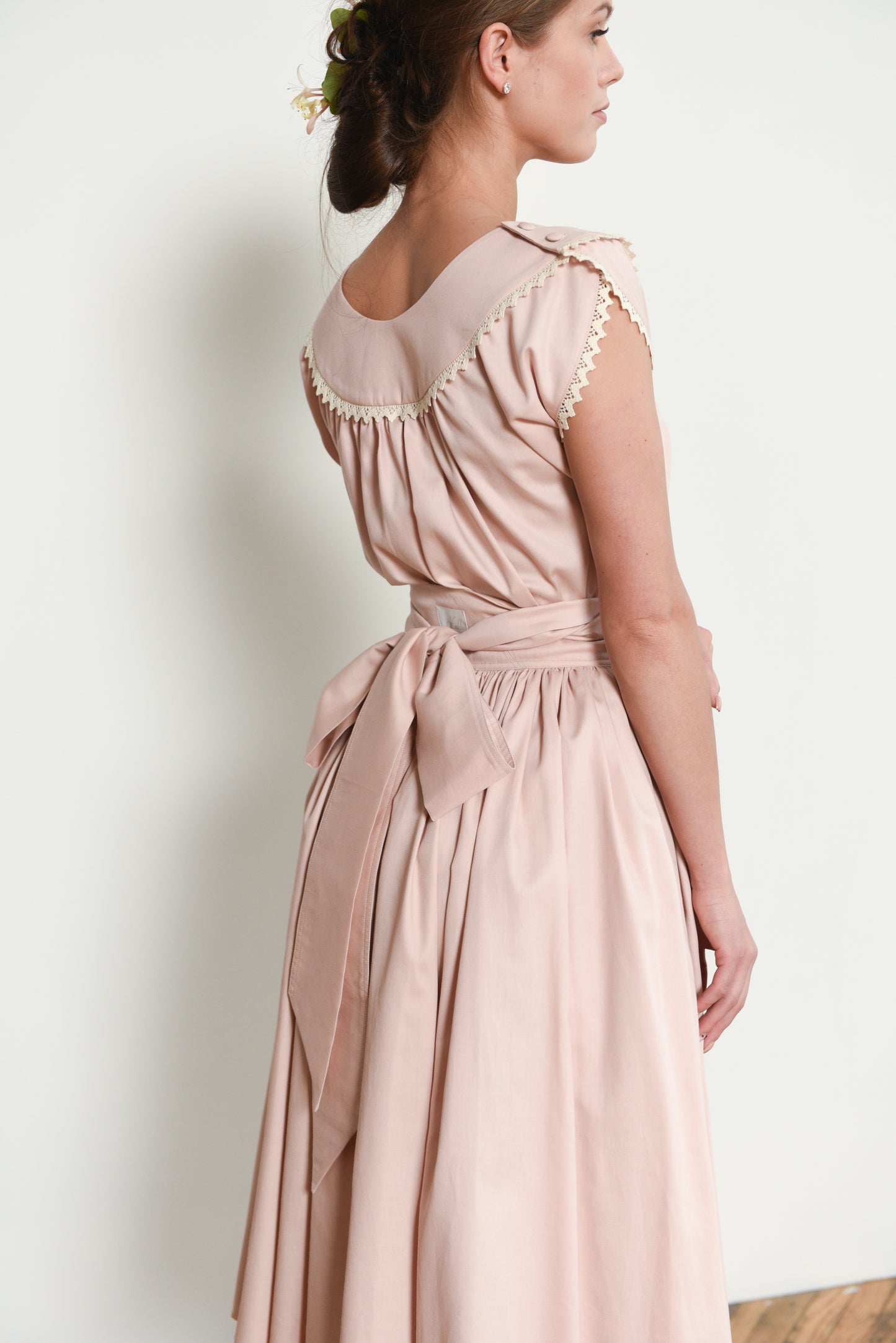 Edith Full Circle Wrap Midi Skirt in Dusty Pink