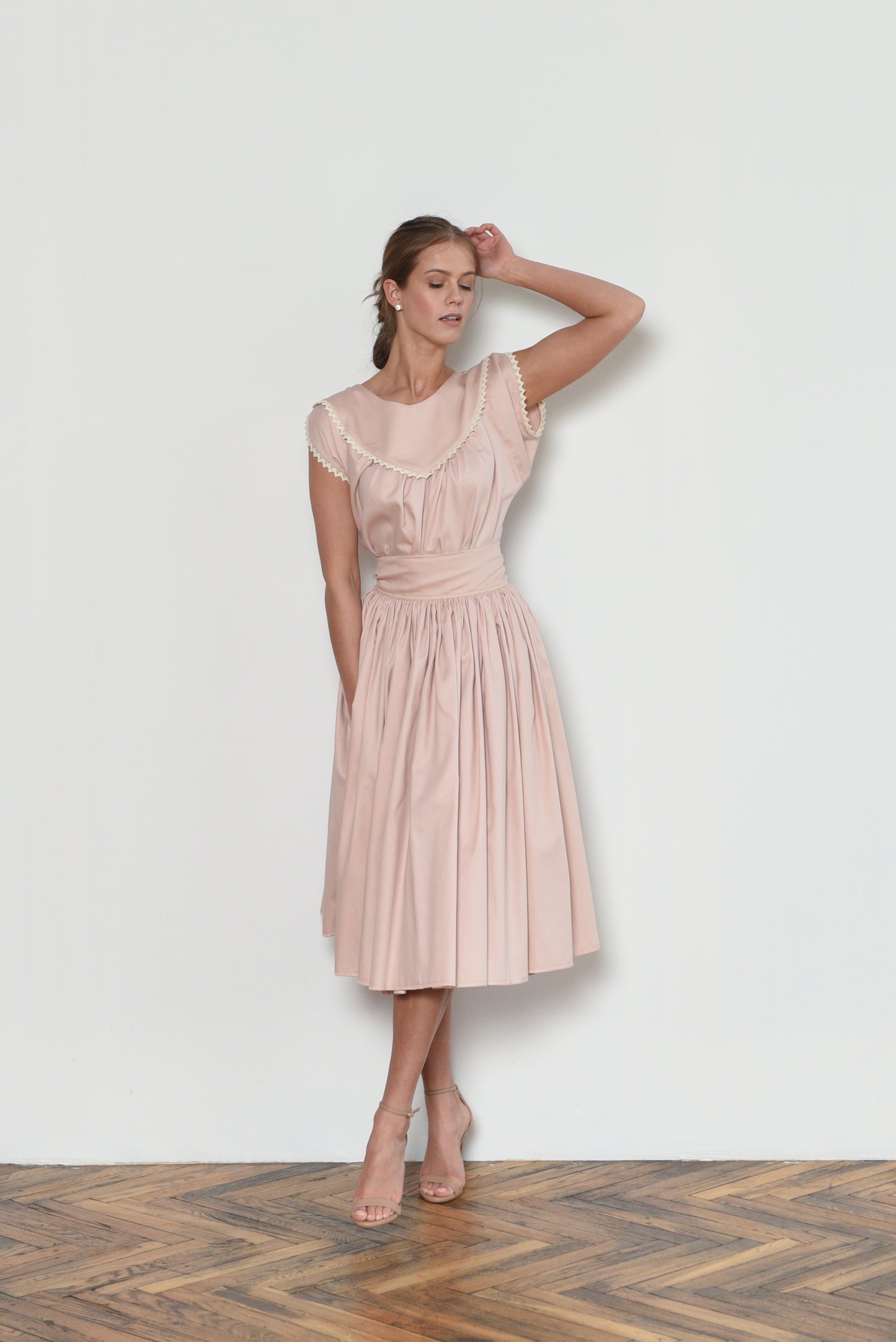 Edith Full Circle Wrap Midi Skirt in Dusty Pink