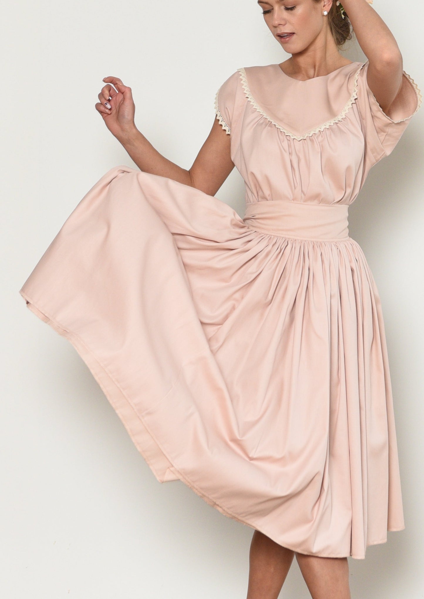 Edith Set With Skirt and Blouse in Vintage Pink