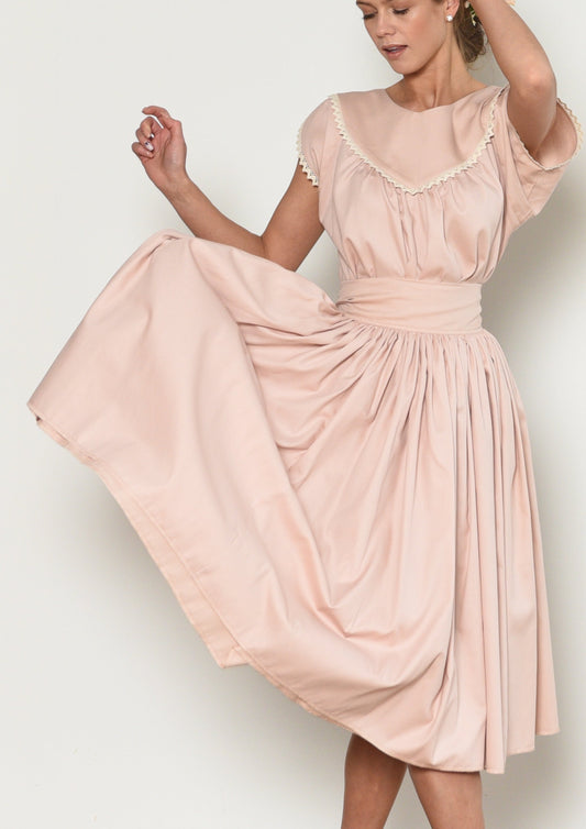 Edith Full Circle Wrap Midi Skirt in Dusty Pink