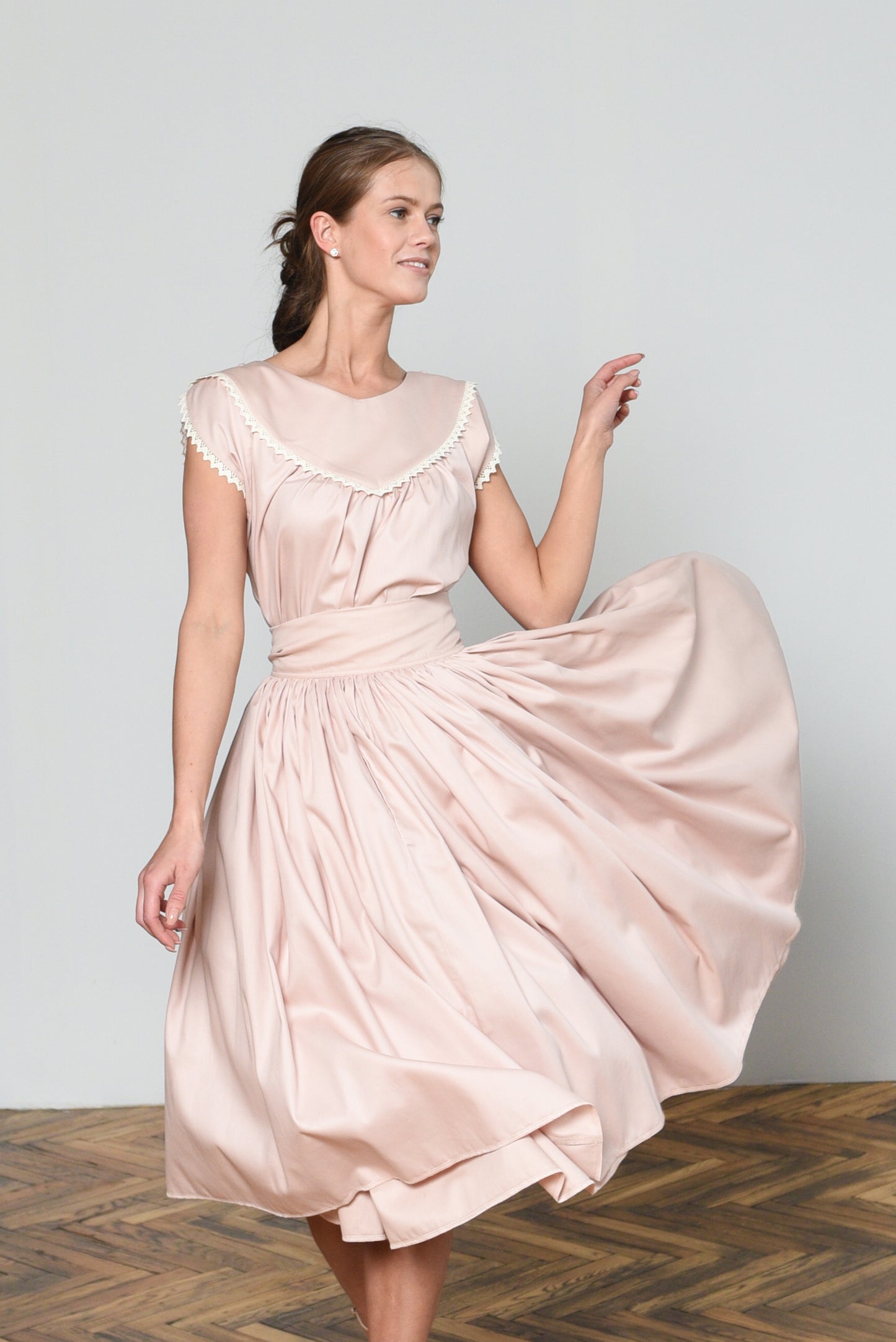 Edith Full Circle Wrap Midi Skirt in Dusty Pink