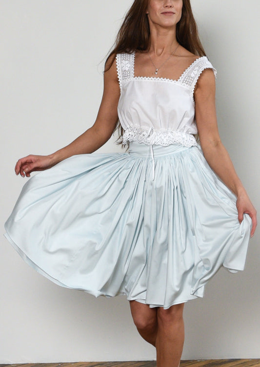 Alice in Wonderland Full Circle Wrap Skirt in Pale Blue