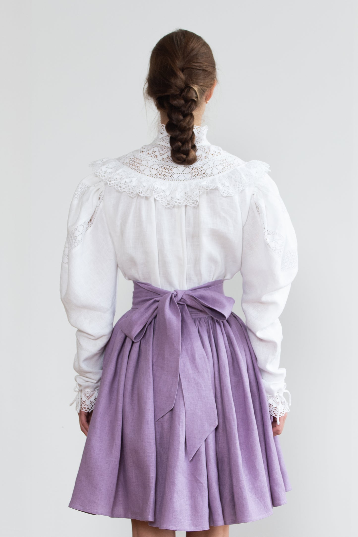 Alice in Wonderland Full Circle Wrap Linen Skirt in Lilac