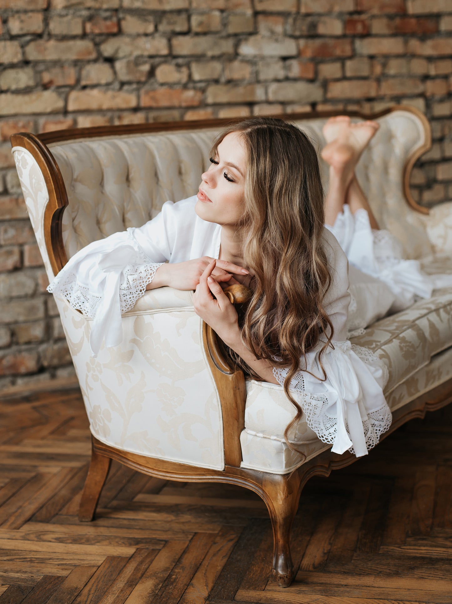 Rococo Nights Loungewear Set with Shorts in White Cotton