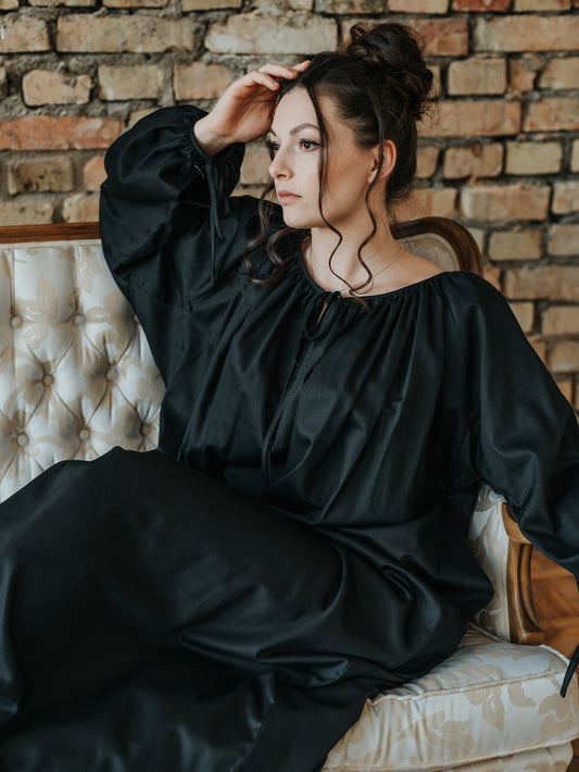 Milda Gown in Black Cotton