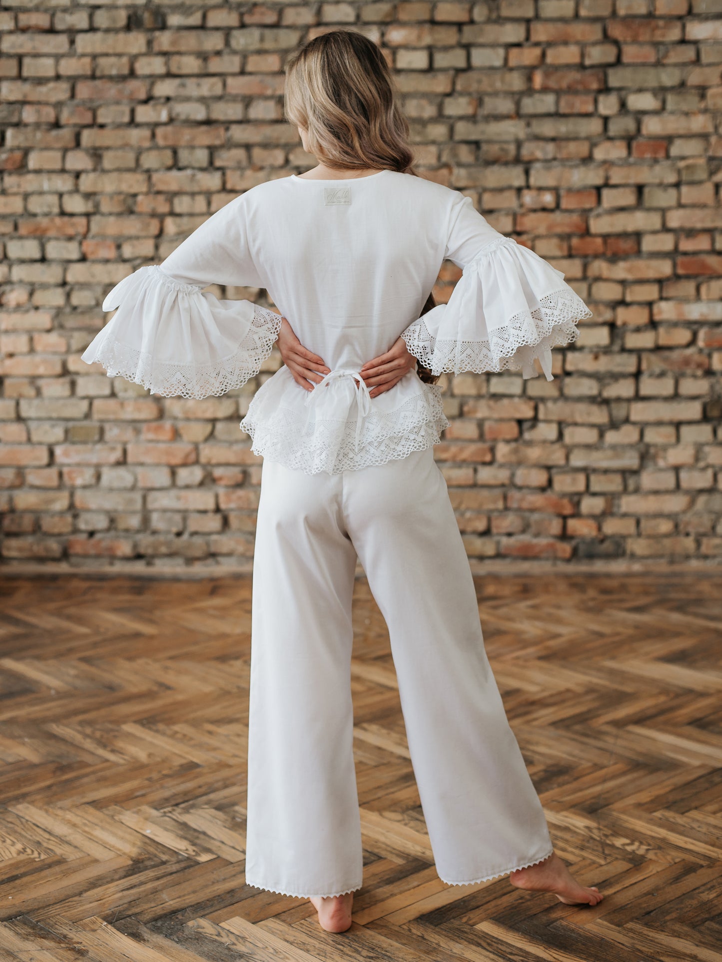 Rococo Nights - Rococo Inspired Loungewear Set in White Cotton