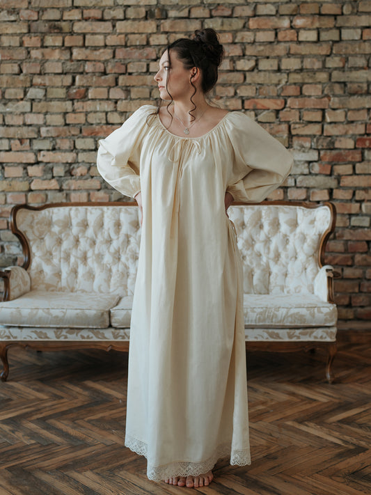 Milda Gown in Ecru Cotton