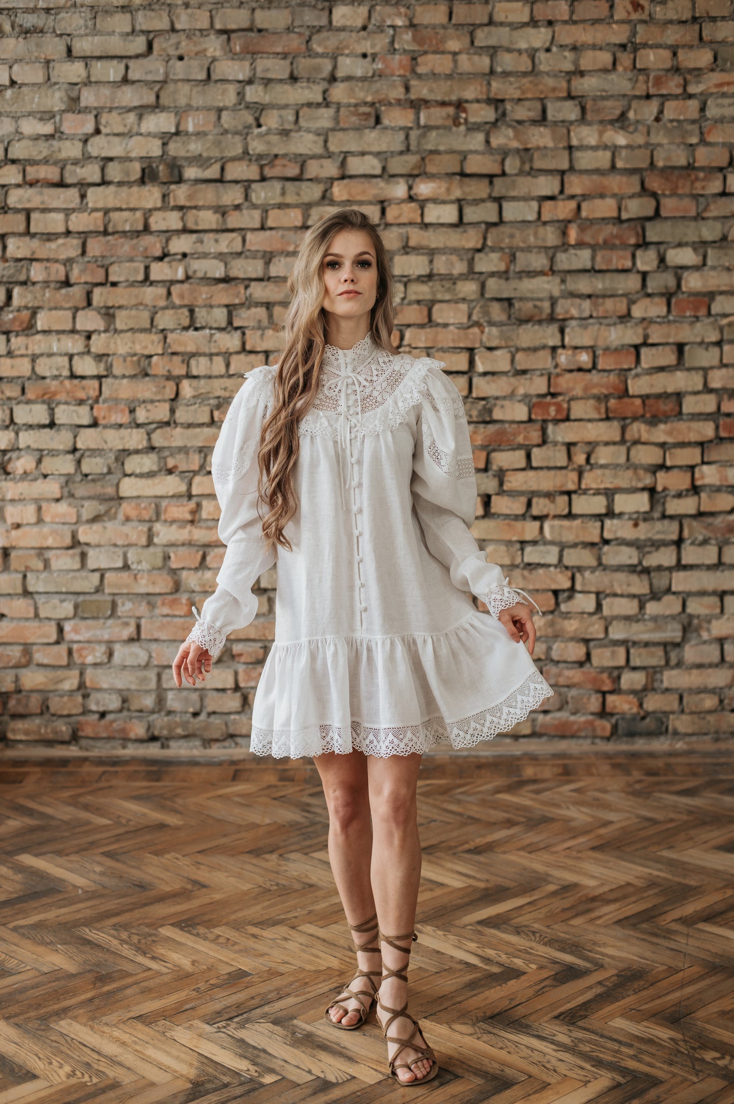 Edwardian linen mini dress