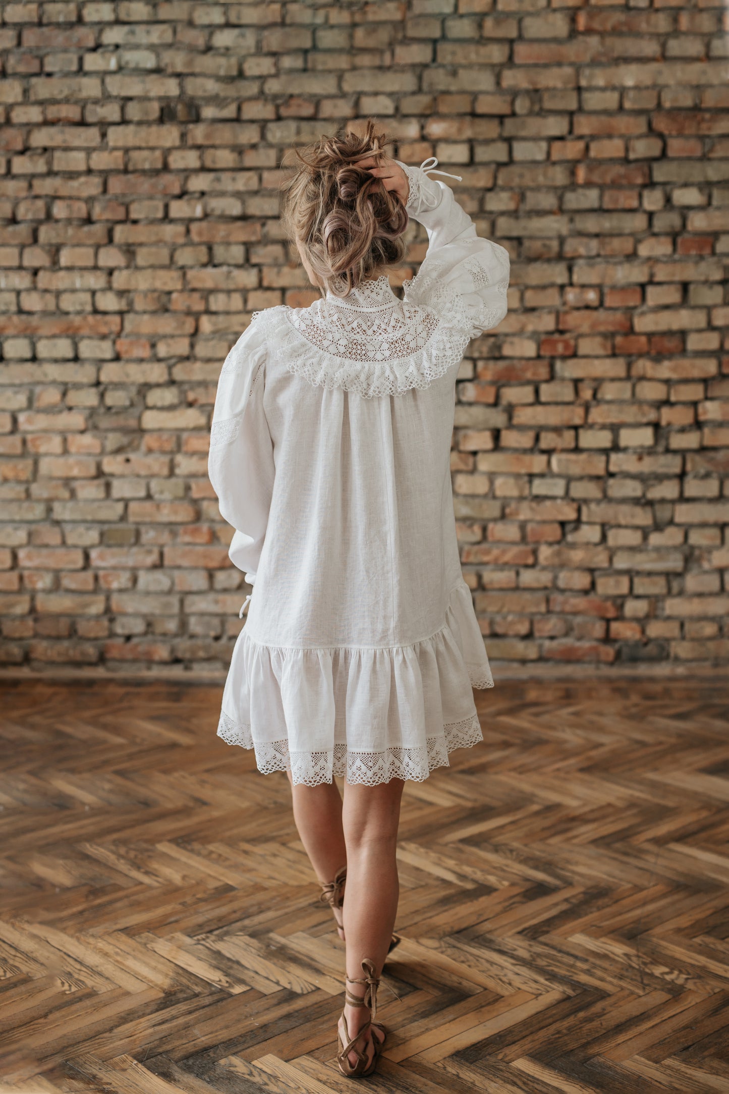 Edwardian linen mini dress