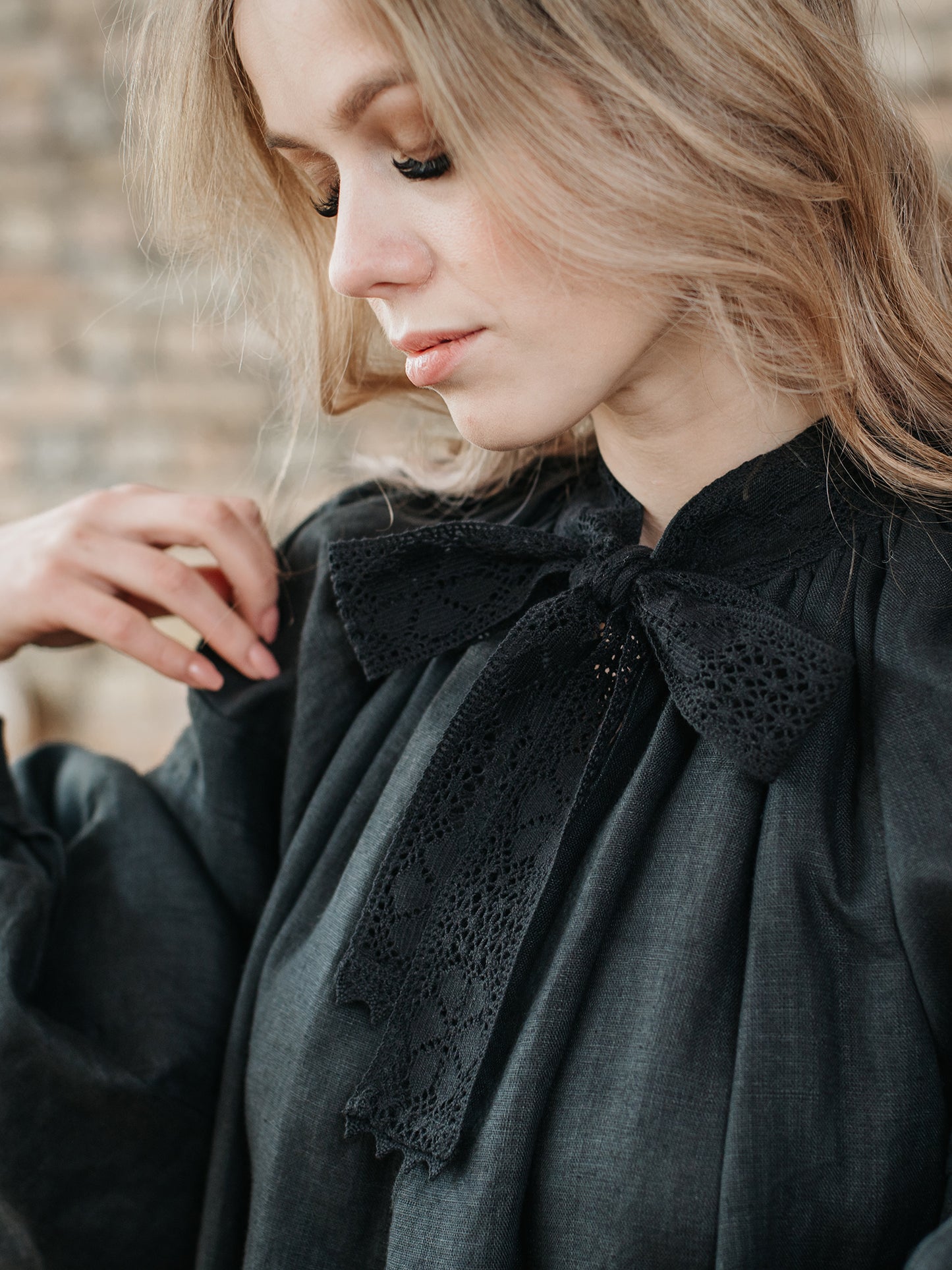 Piebalga Gown in Black Linen