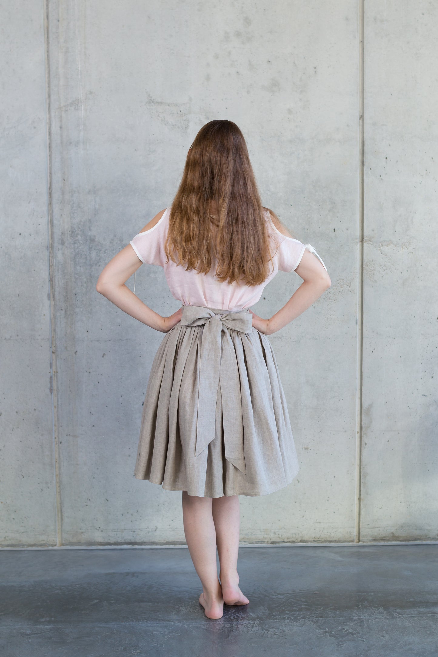 Alice in Wonderland Full Circle Wrap Skirt in Grey Linen