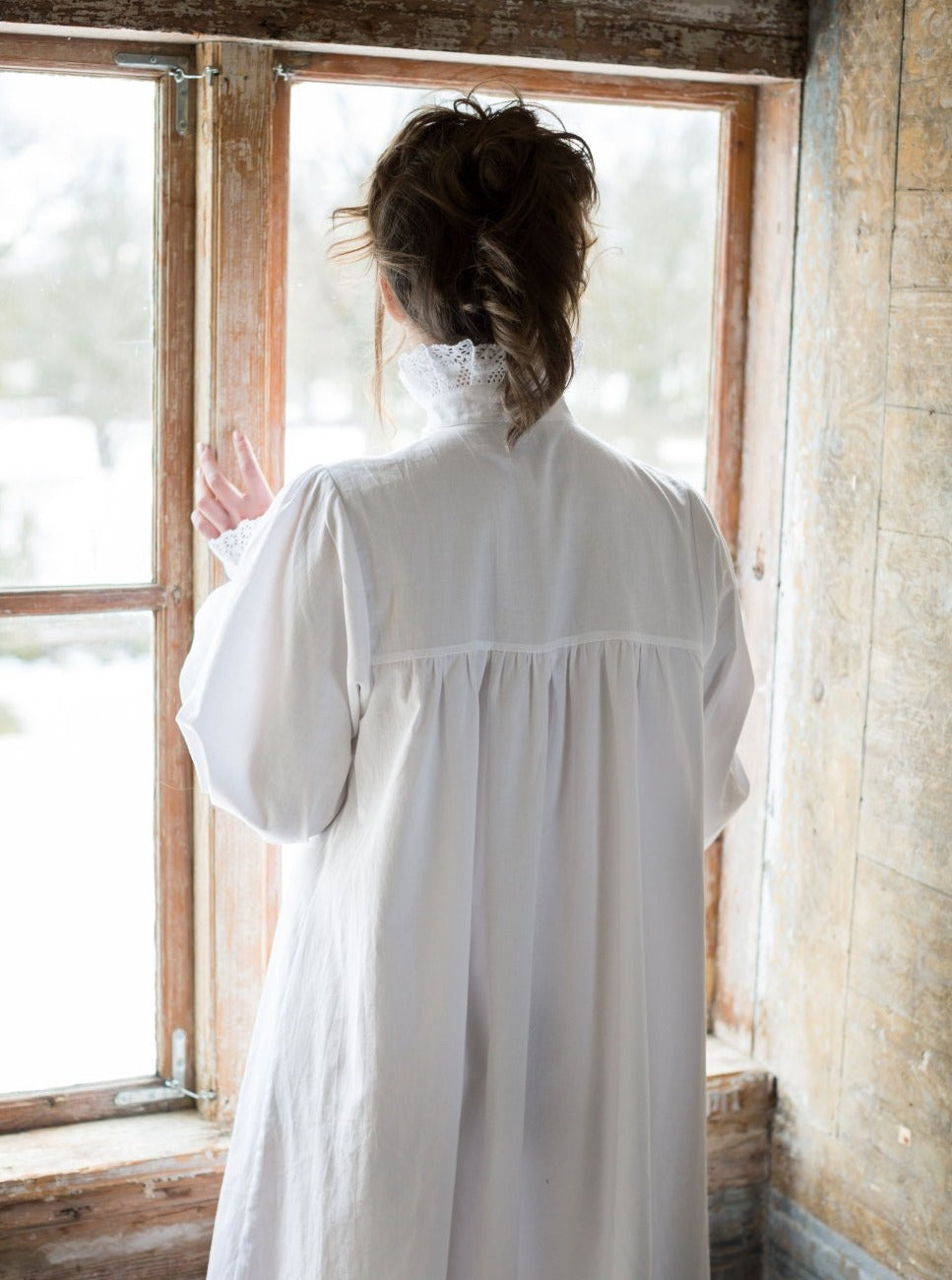Victorian Inspired Nightgown in White Organic Cotton