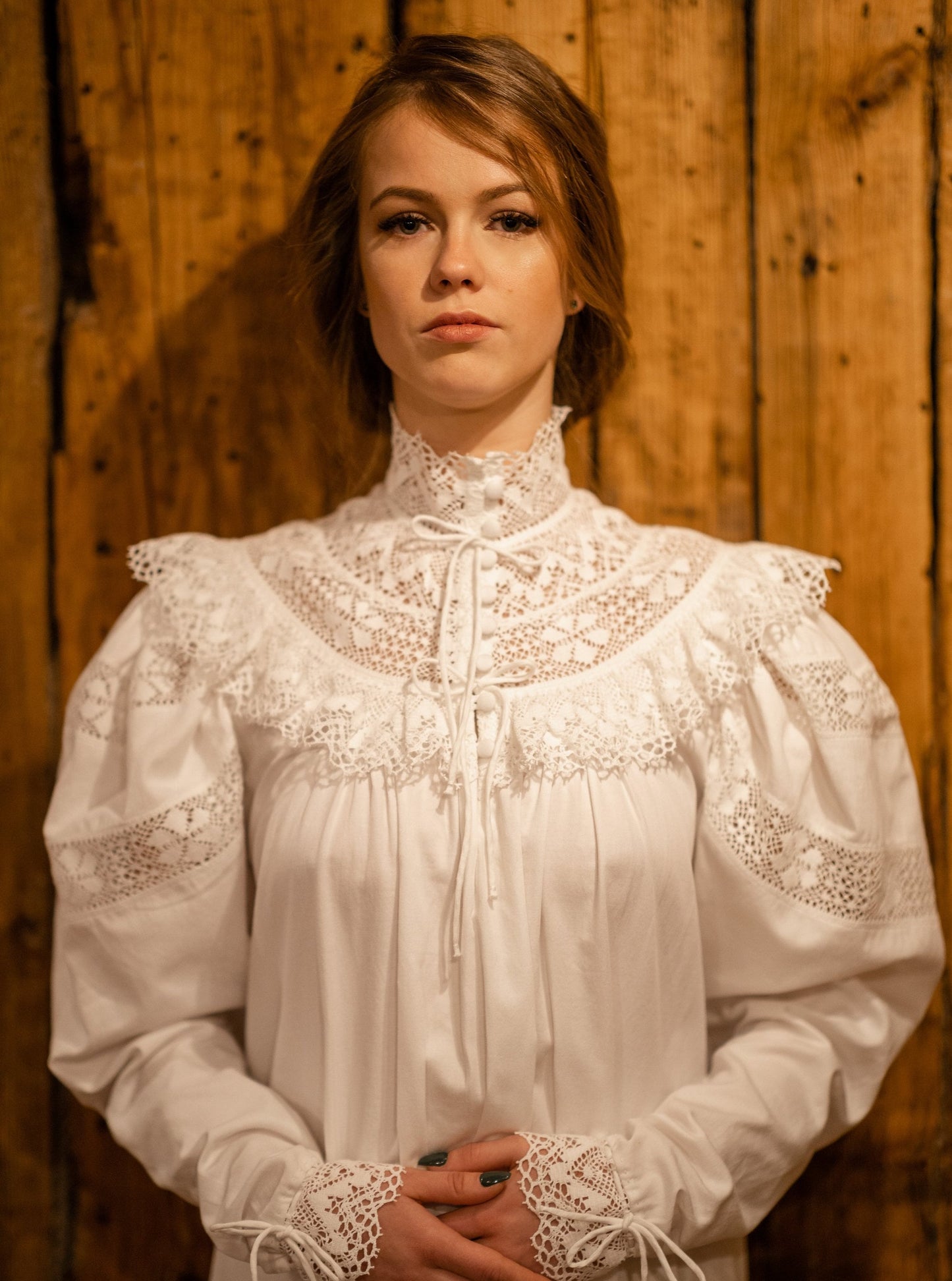 Edwardian Winter - Vintage Inspired Gown in White Organic Cotton