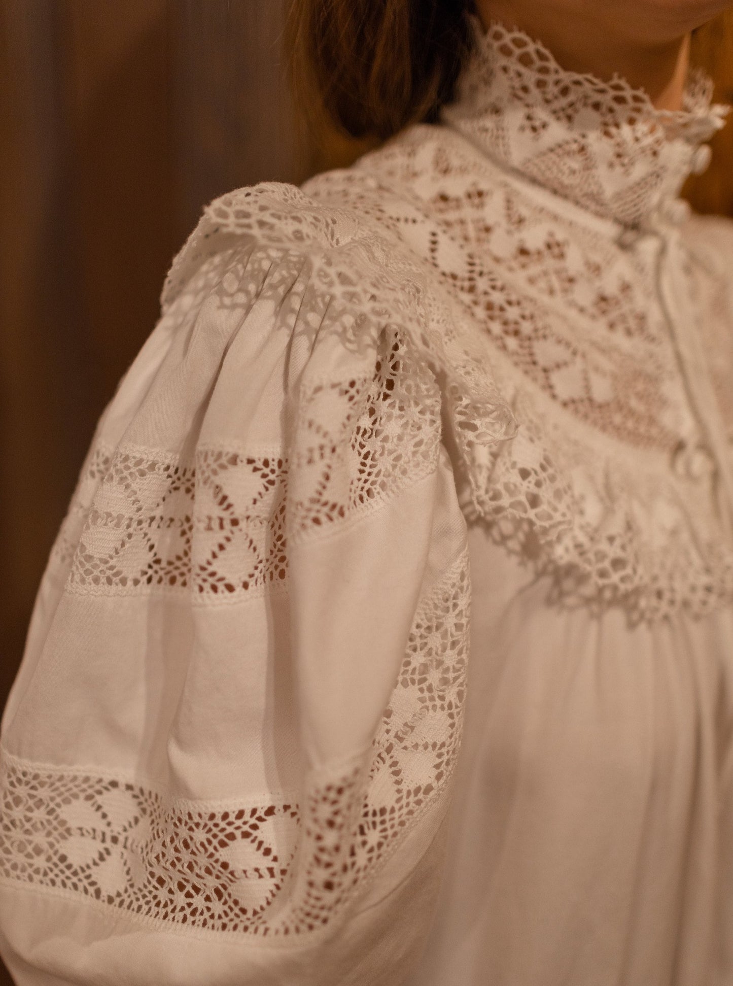 Edwardian Winter - Vintage Inspired Gown in White Organic Cotton
