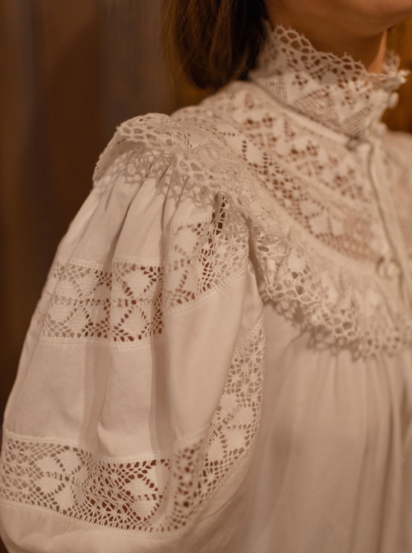 Edwardian Winter - Vintage Inspired Gown in White Cotton