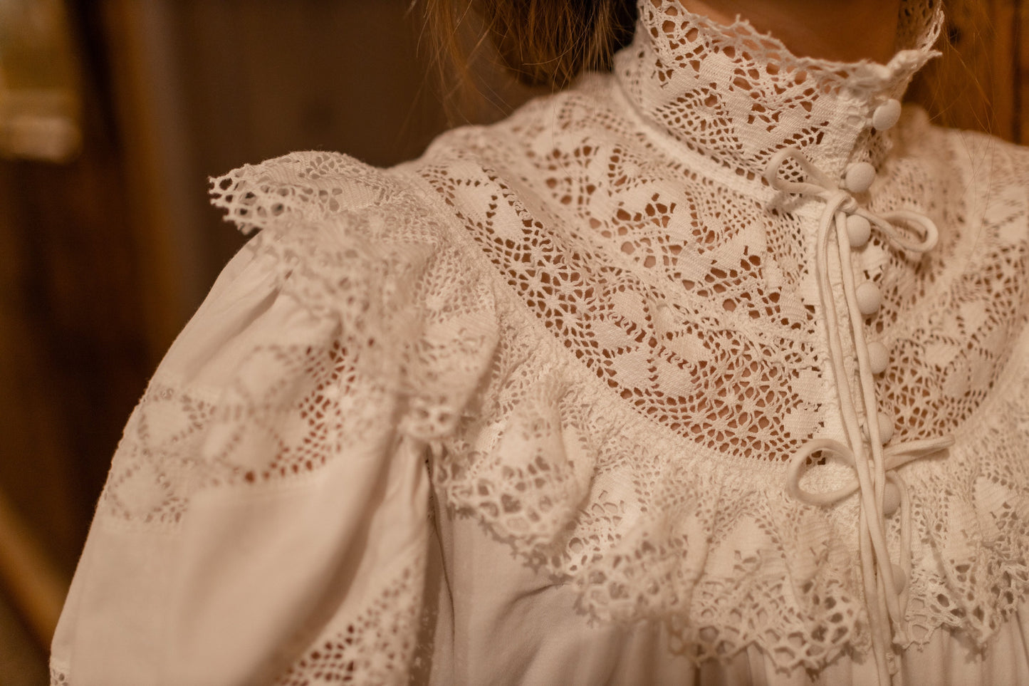 Edwardian Winter - Vintage Inspired Gown in White Organic Cotton