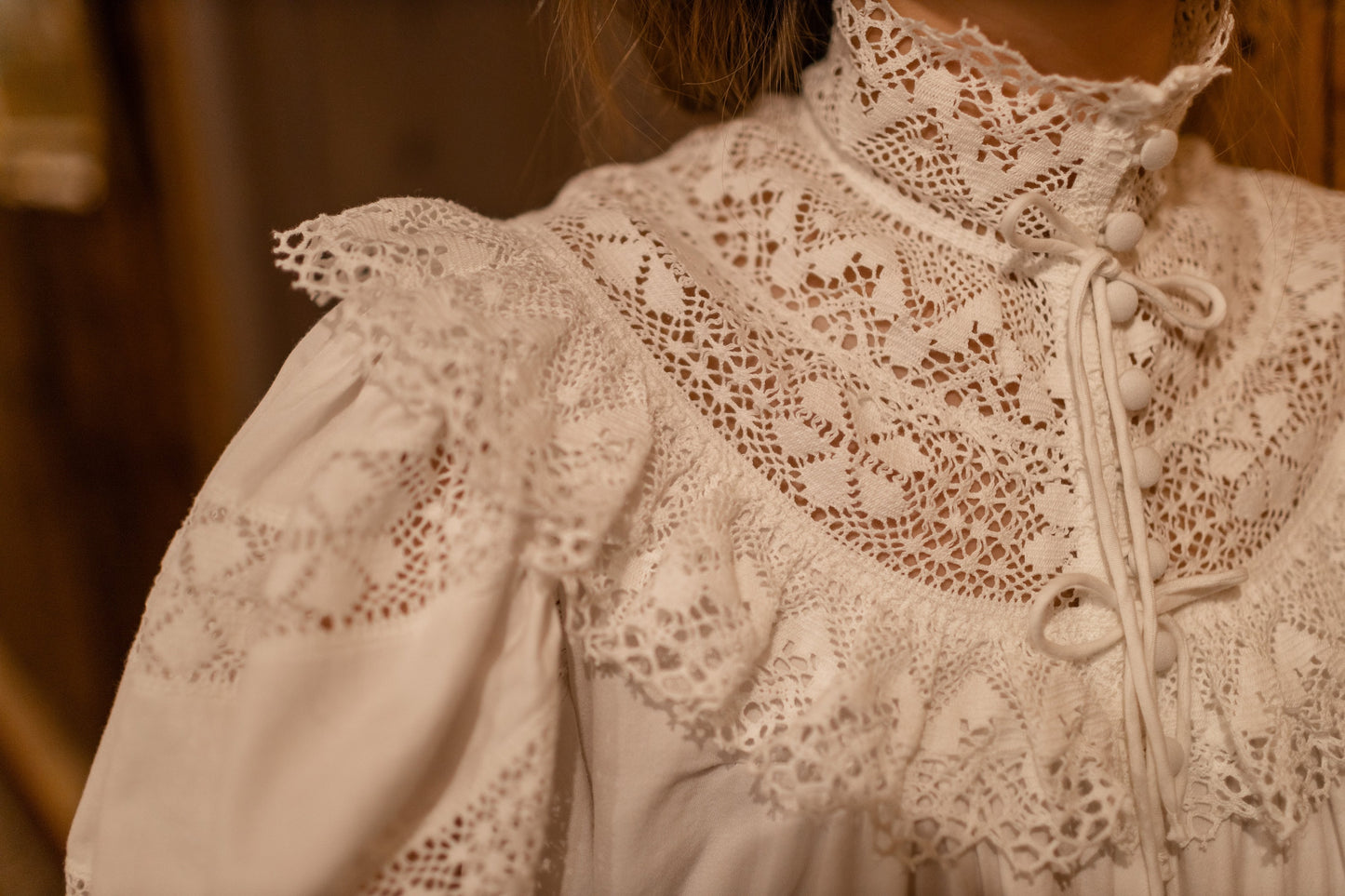 Edwardian Winter - Vintage Inspired Gown in White Cotton