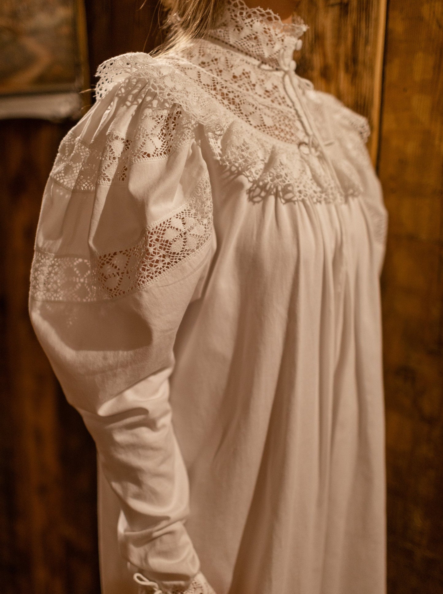 Edwardian Winter - Vintage Inspired Gown in White Cotton