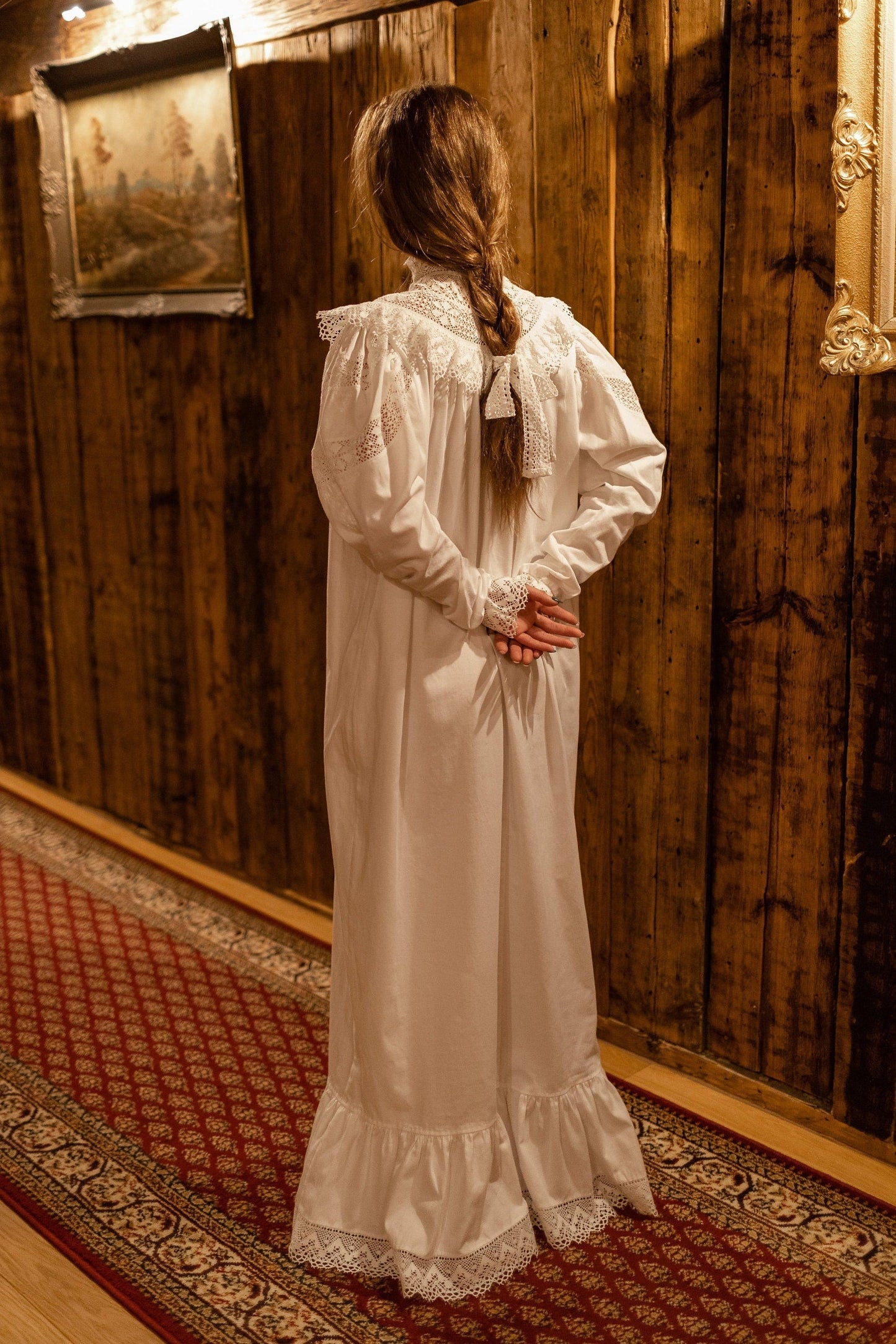 Edwardian Winter - Vintage Inspired Gown in White Cotton
