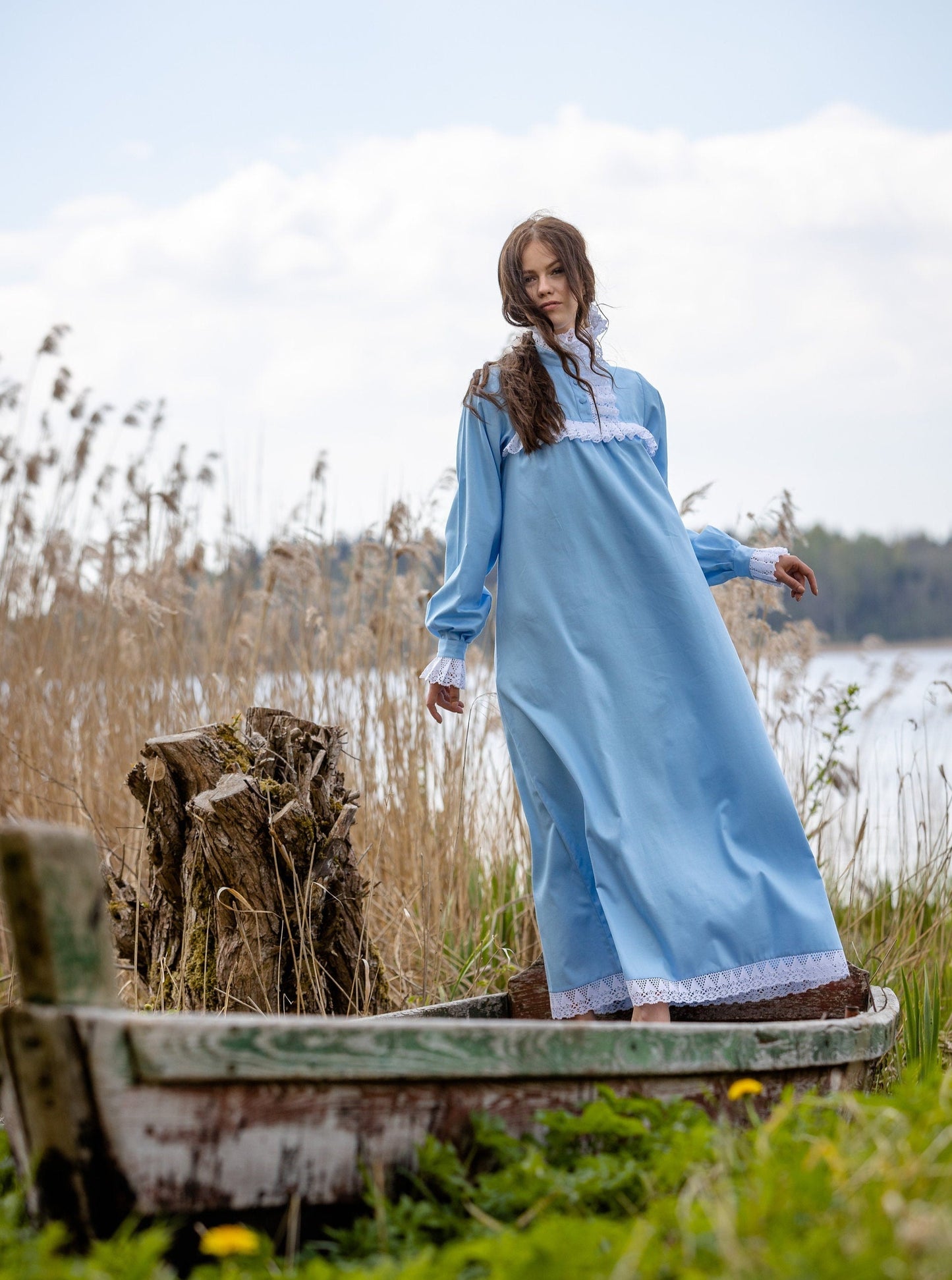 Victorian Winter Nightgown in Blue