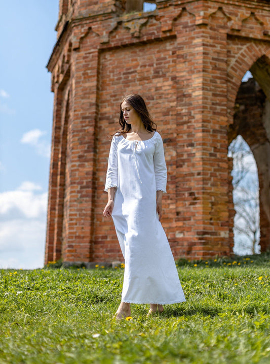 Outlander Dream Maxi Dress in White Cotton