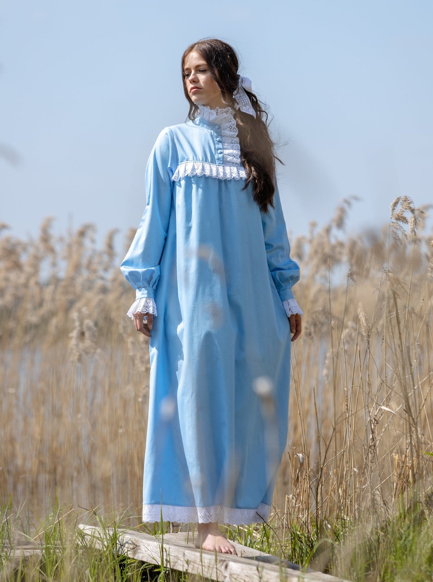 Victorian Winter Nightgown in Blue