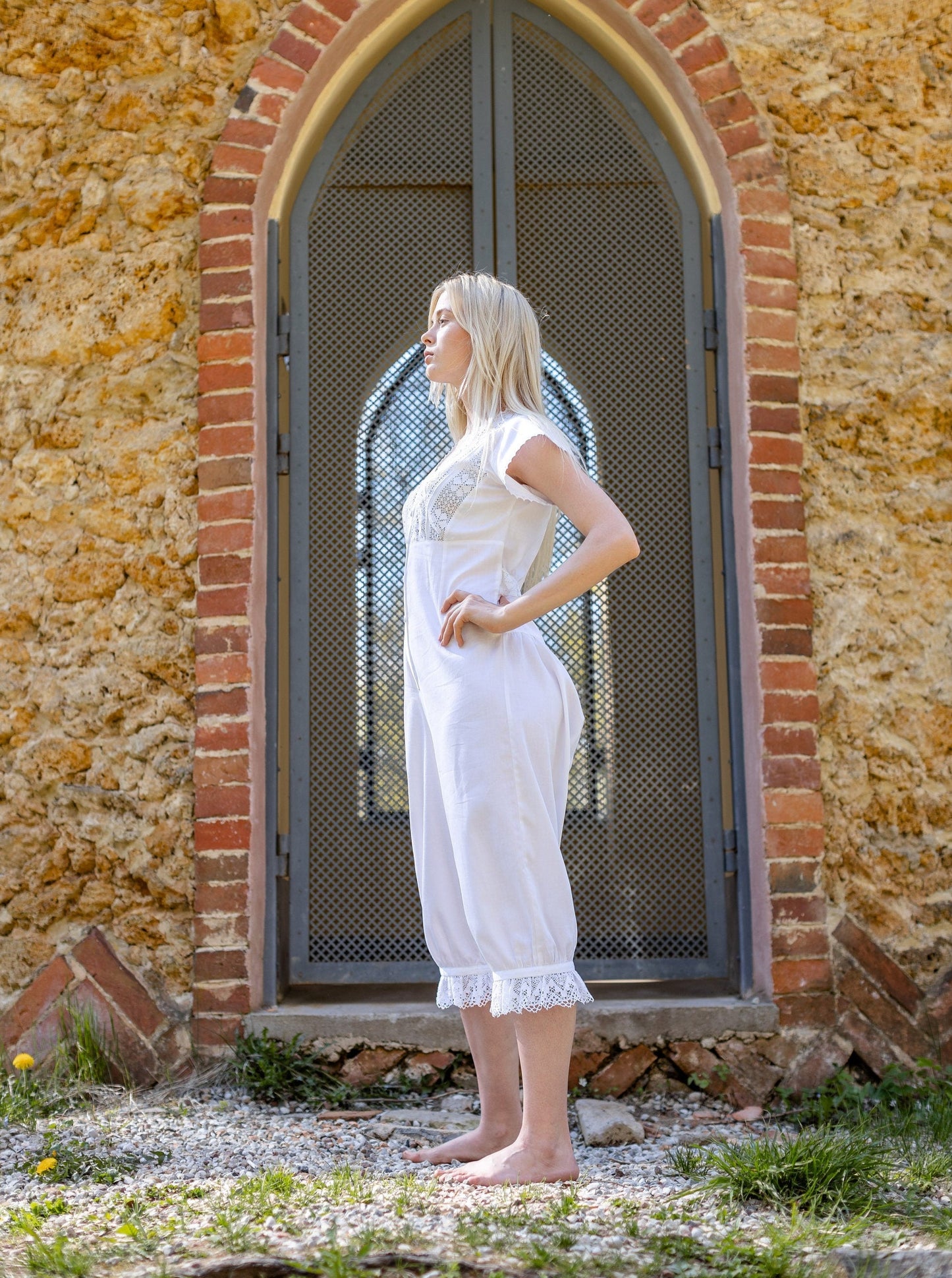 Duchess Morning - Victorian Inspired Onesie in White Cotton