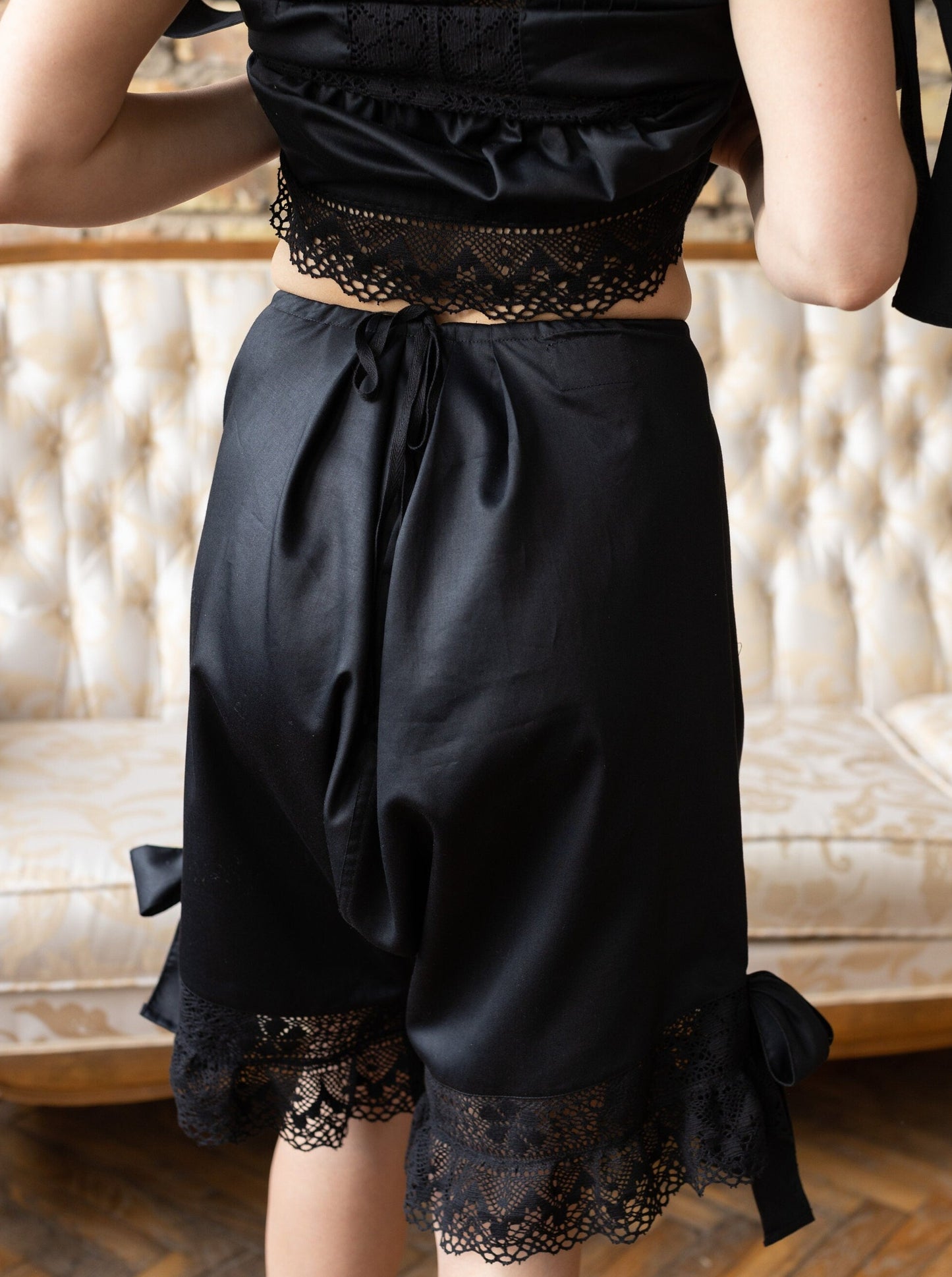 Mademoiselle French Bloomers in Black Cotton