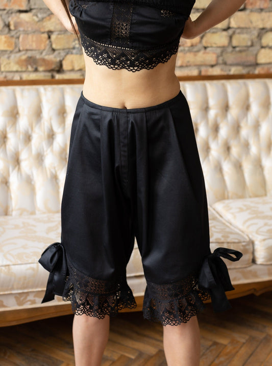 Mademoiselle French Bloomers in Black Cotton