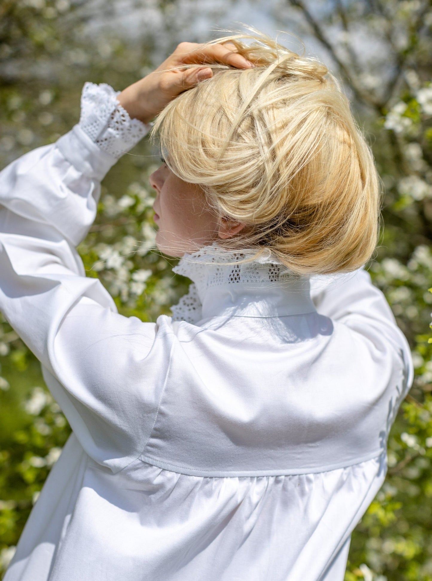Victorian Winter Nursing Nightgown in White Cotton