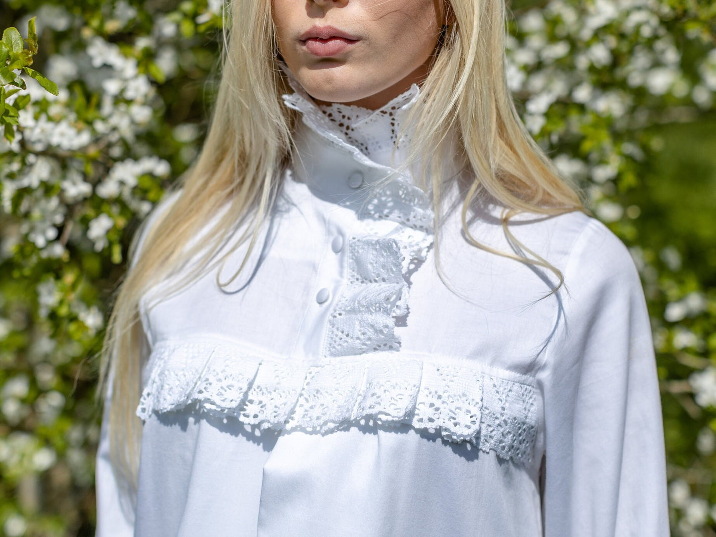 Victorian Winter Nursing Nightgown in White Cotton