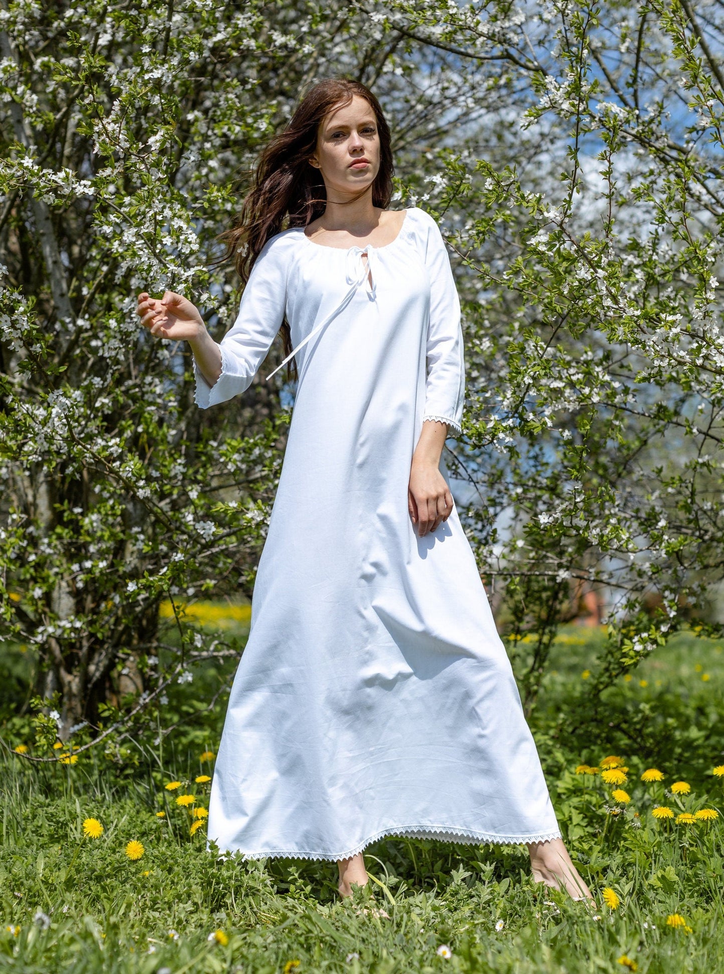 Outlander Dream - Maternity Nightgown in White Cotton