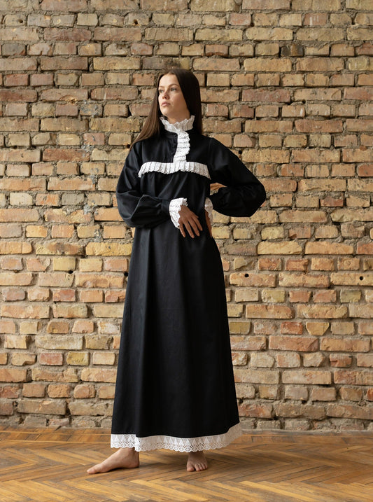Victorian Winter in Black & White Cotton