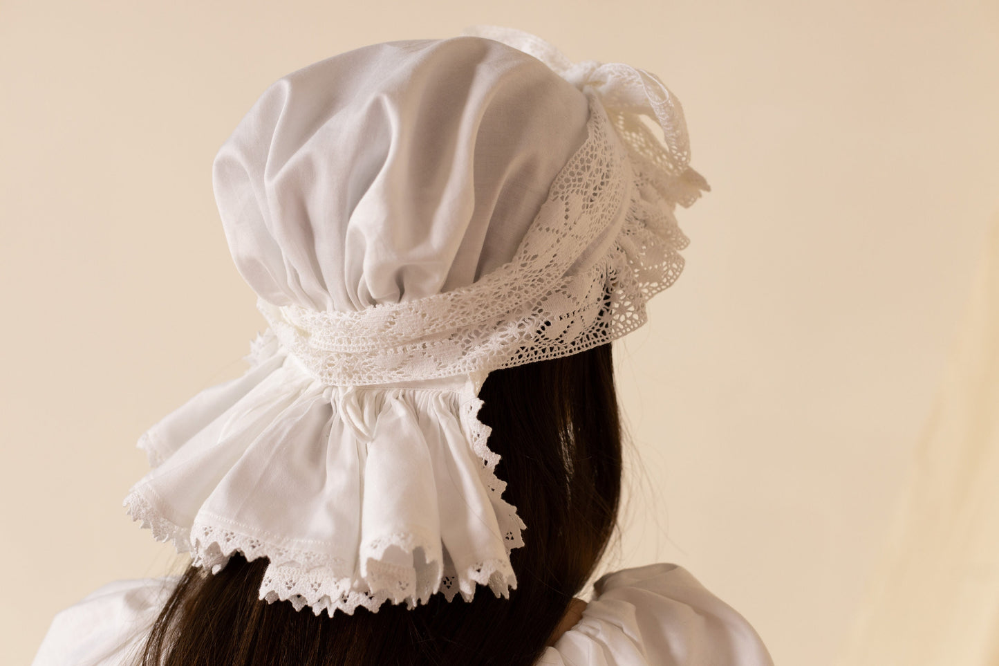 Vintage Inspired Extended Ruffle Dormeuse Cap