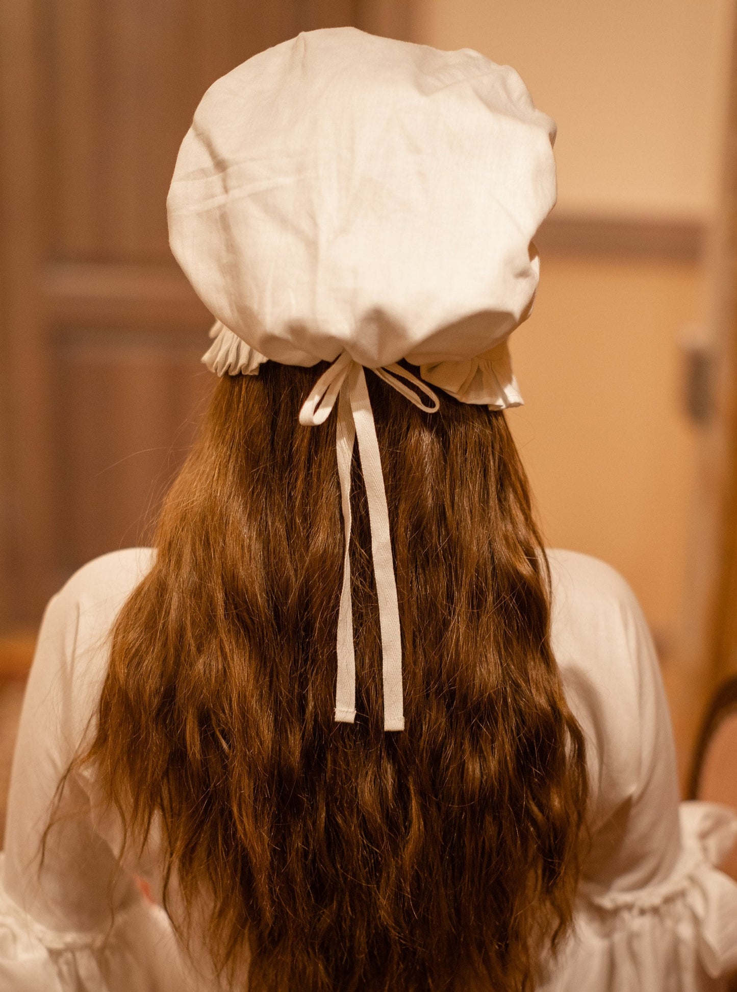 Victorian Night Ruffled Mob Cap in White Cotton