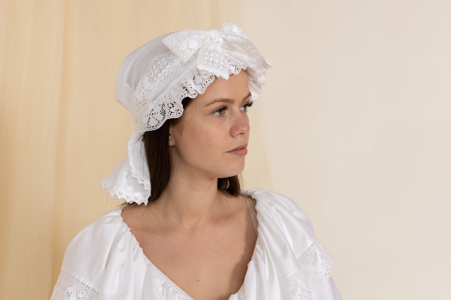 Vintage Inspired Extended Ruffle Dormeuse Cap