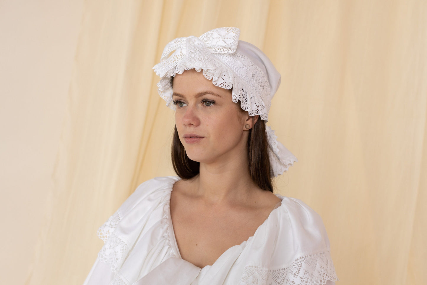 Vintage Inspired Extended Ruffle Dormeuse Cap