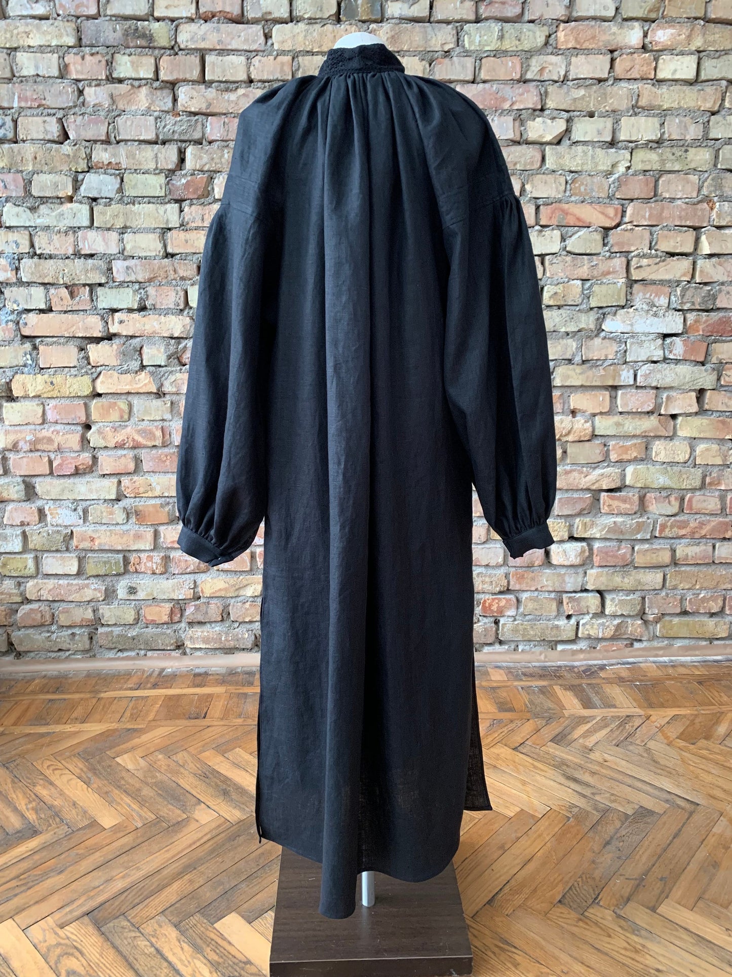 Piebalga Gown in Black Linen