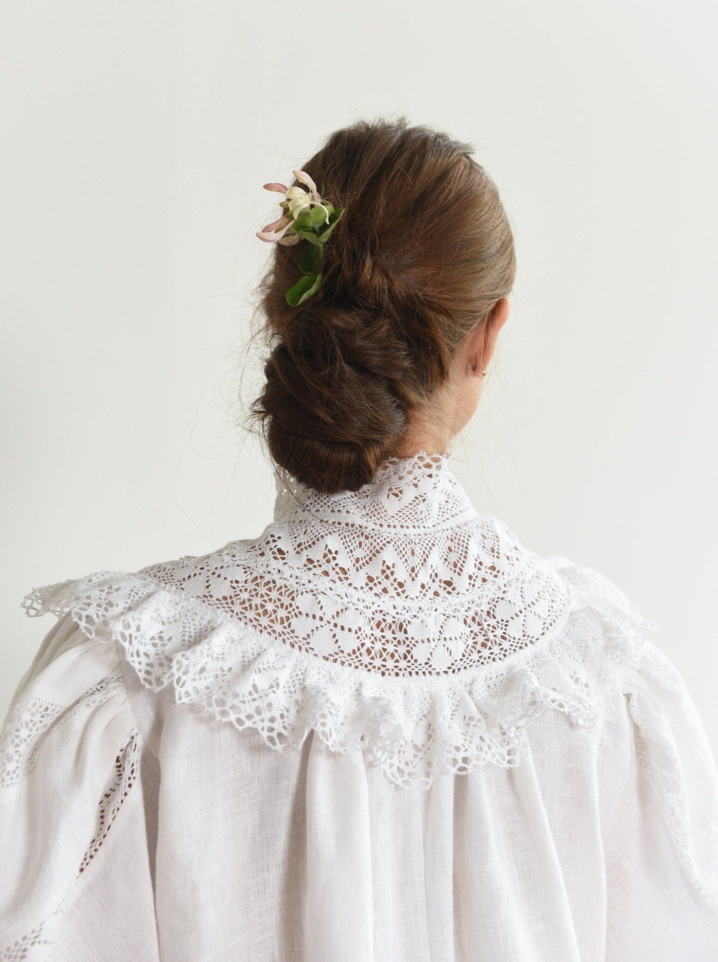 Edwardian Inspired Blouse in White Linen
