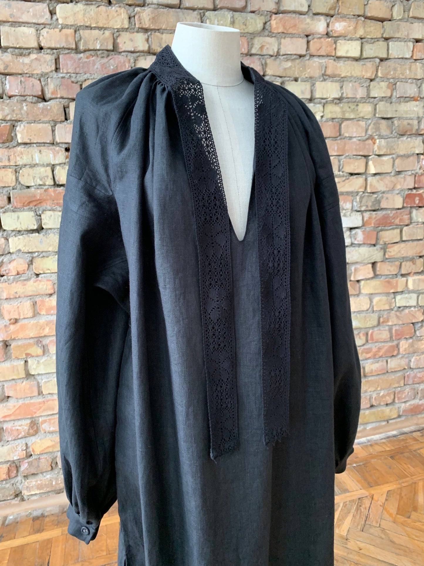 Piebalga Gown in Black Linen