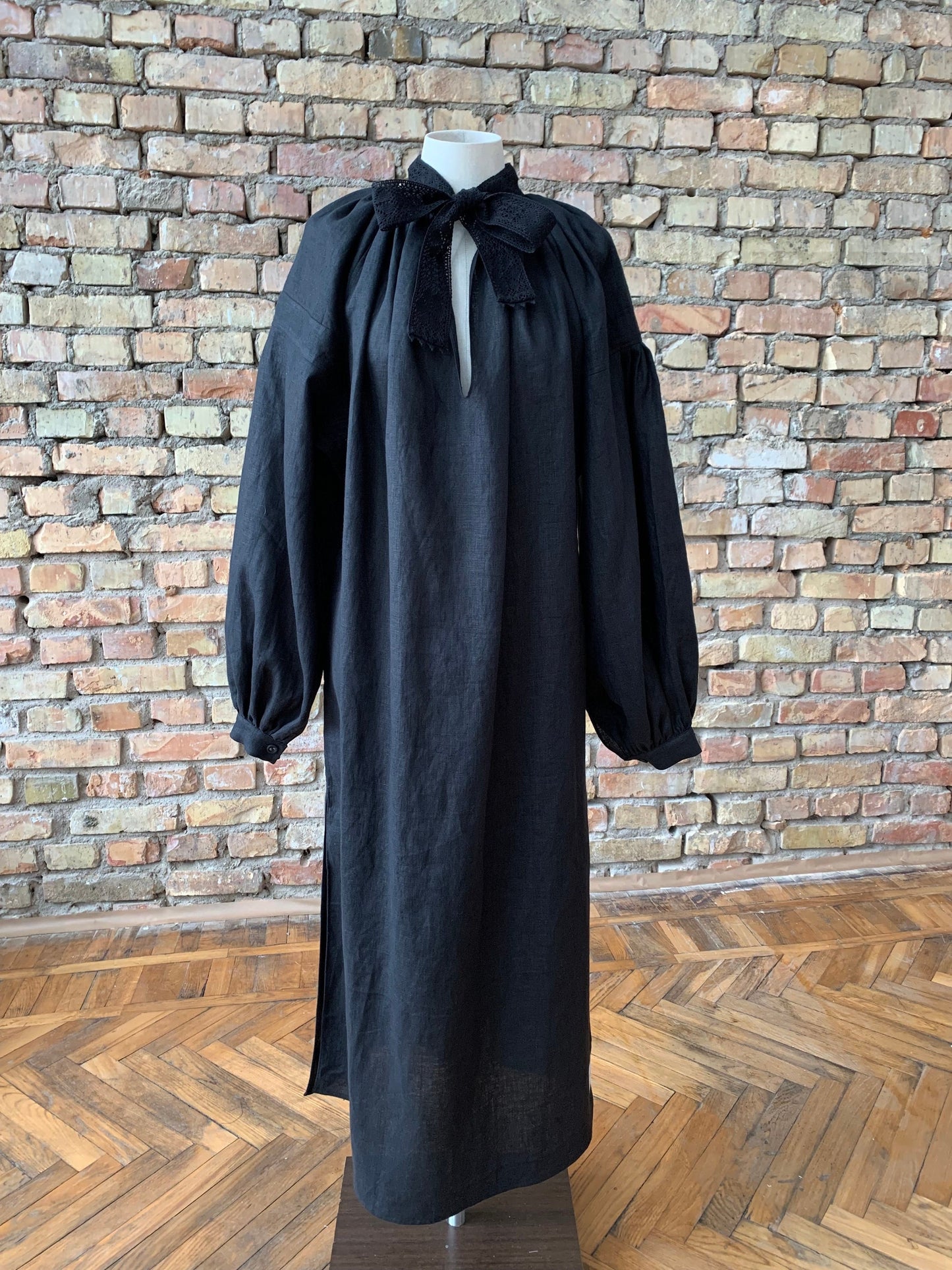 Piebalga Gown in Black Linen