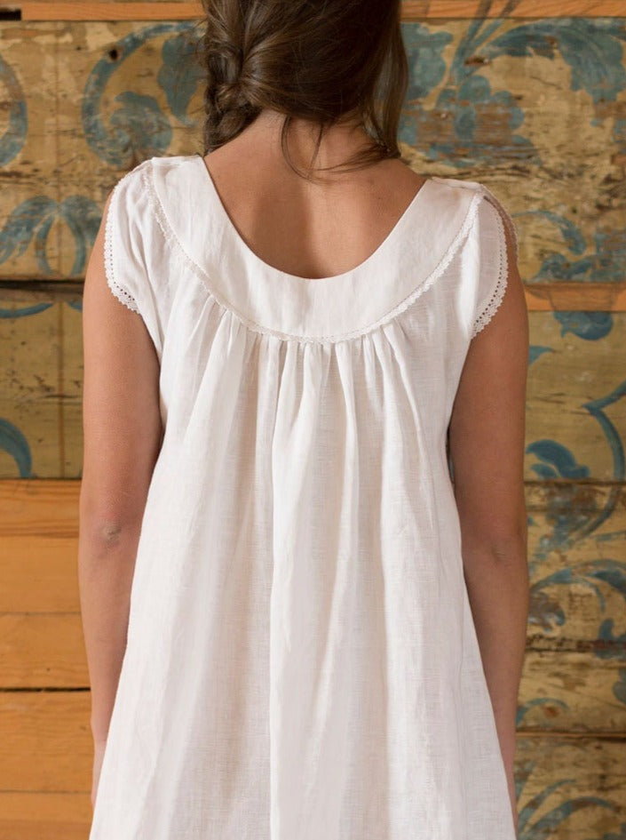 Latvian Gown - Vintage Inspired Night Dress in White Linen