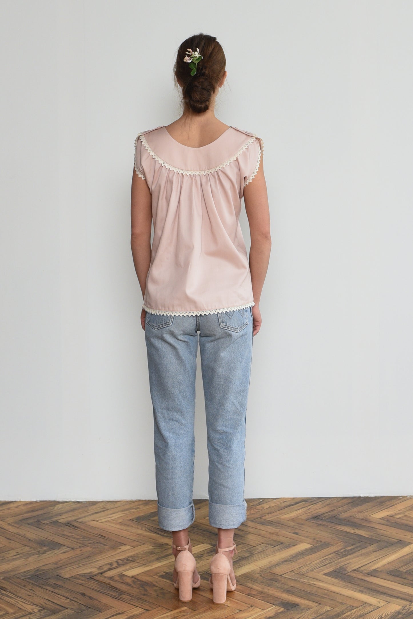 Vecpiebalgas cotton top in vintage pink