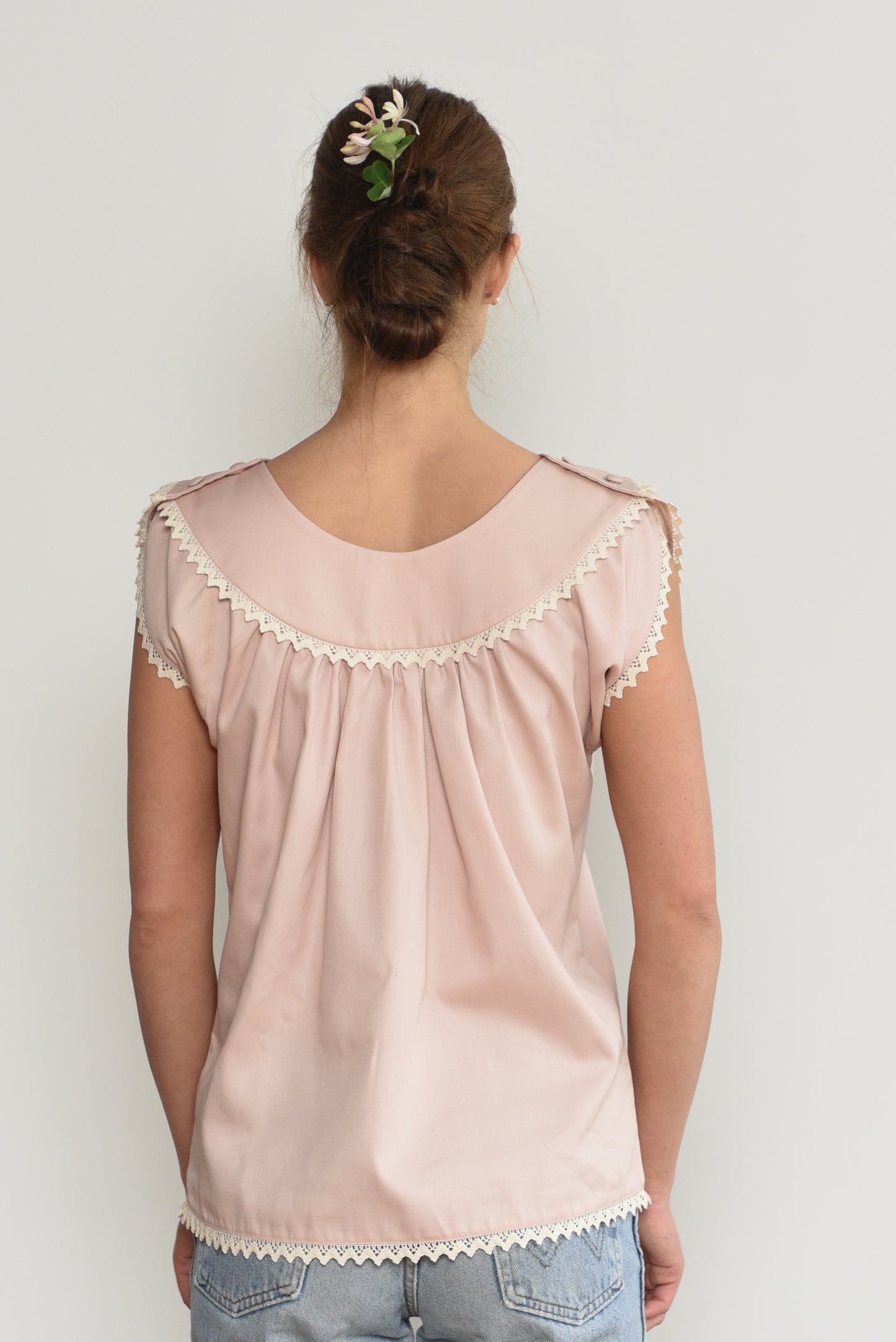 Vecpiebalgas cotton top in vintage pink