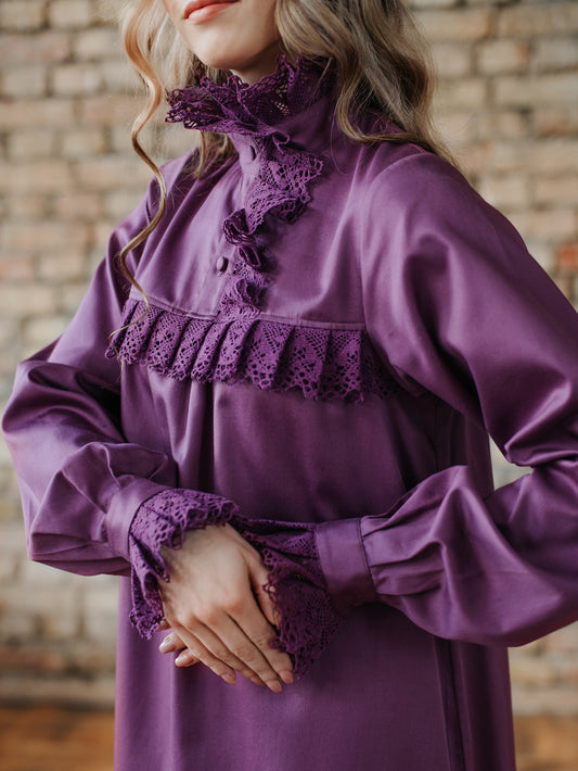Victorian Winter Nightgown in Limited Edition Purple