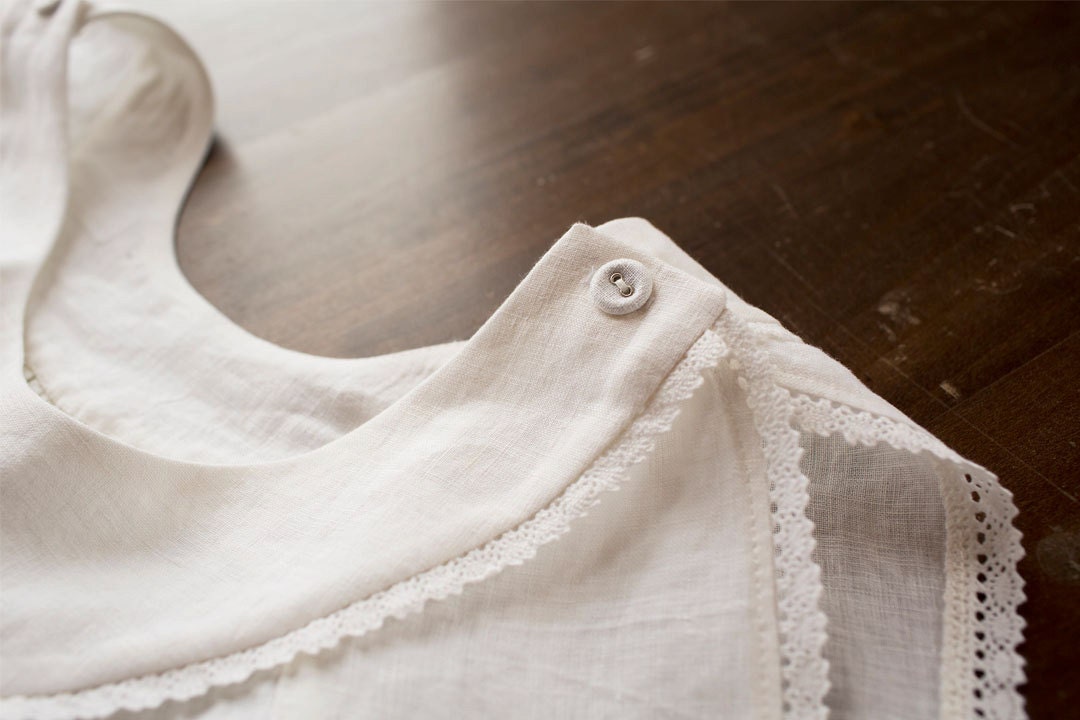Latvian Gown - Vintage Inspired Night Dress in White Linen