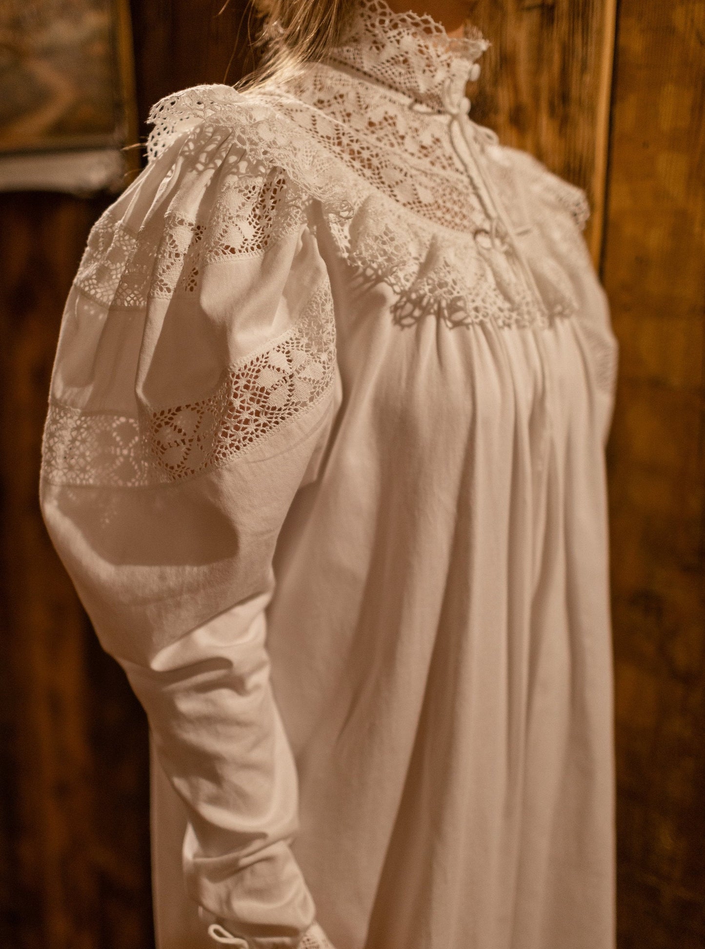 Edwardian Winter - Vintage Inspired Gown in White Organic Cotton