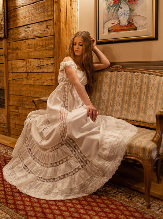 Delicate Beauty - Victorian Inspired Night Gown in White Cotton