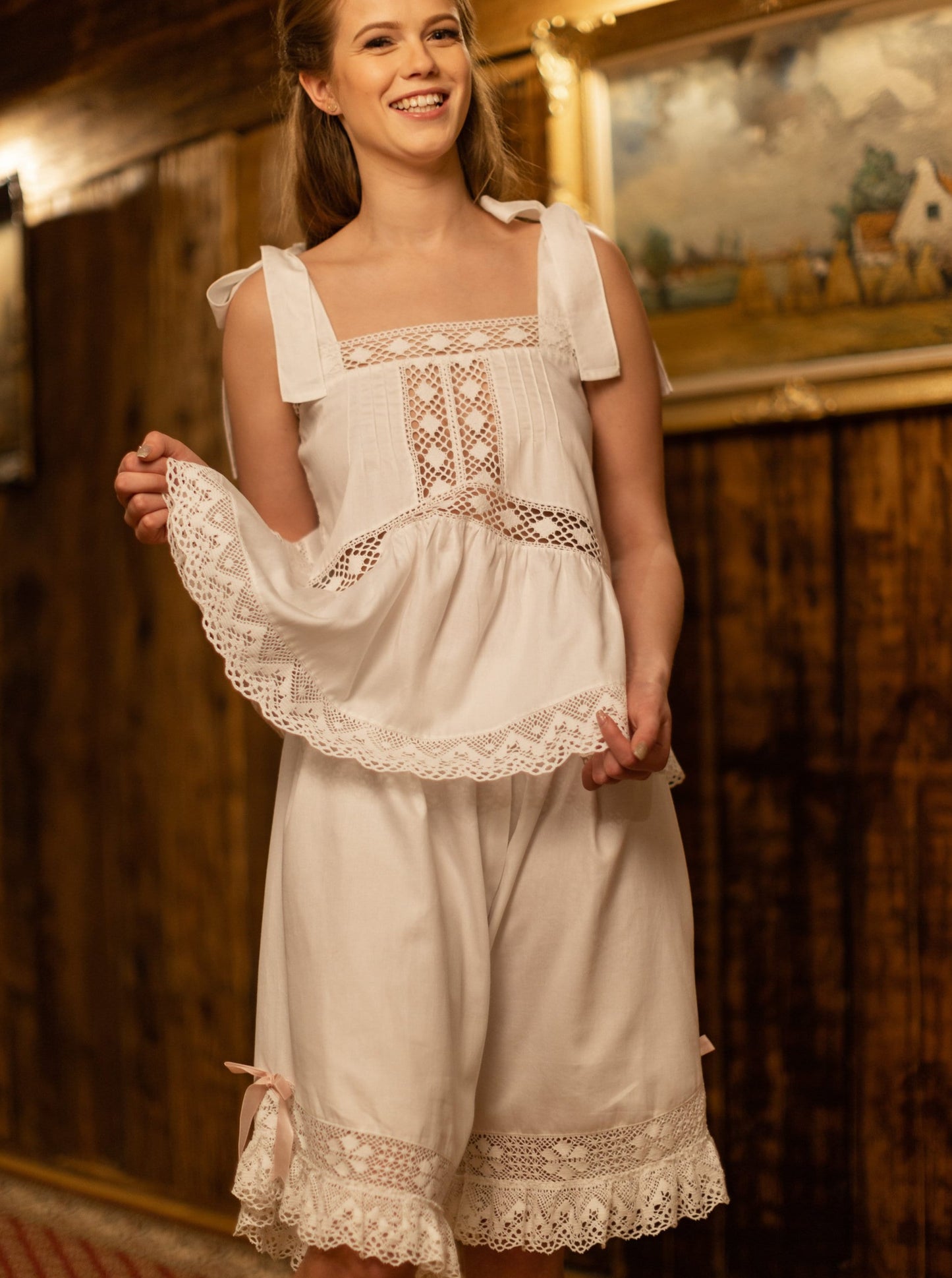 Mademoiselle de France - French Vintage Inspired Underwear Set in White Cotton